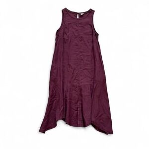 Sundance Dark Red Maroon burgandy Linen Doria Asymmetrical Hem Dress Size Small